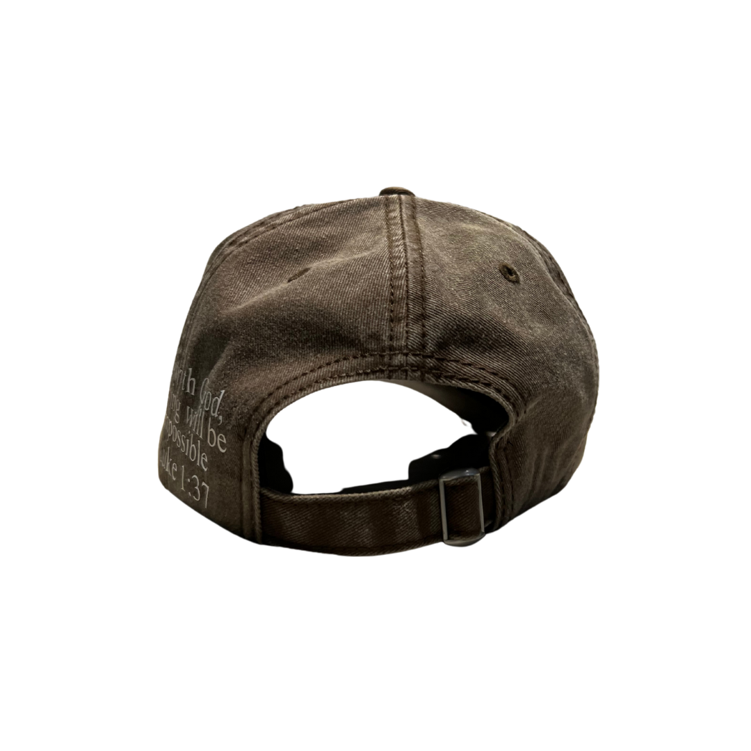 Luke 1:37 Brown Light-Wash Cap