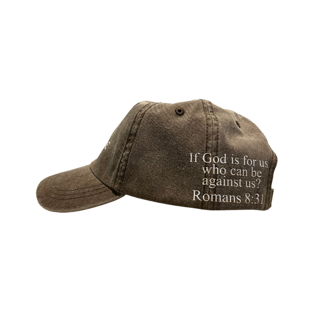 Romans 8:31 Brown Light-Wash Cap