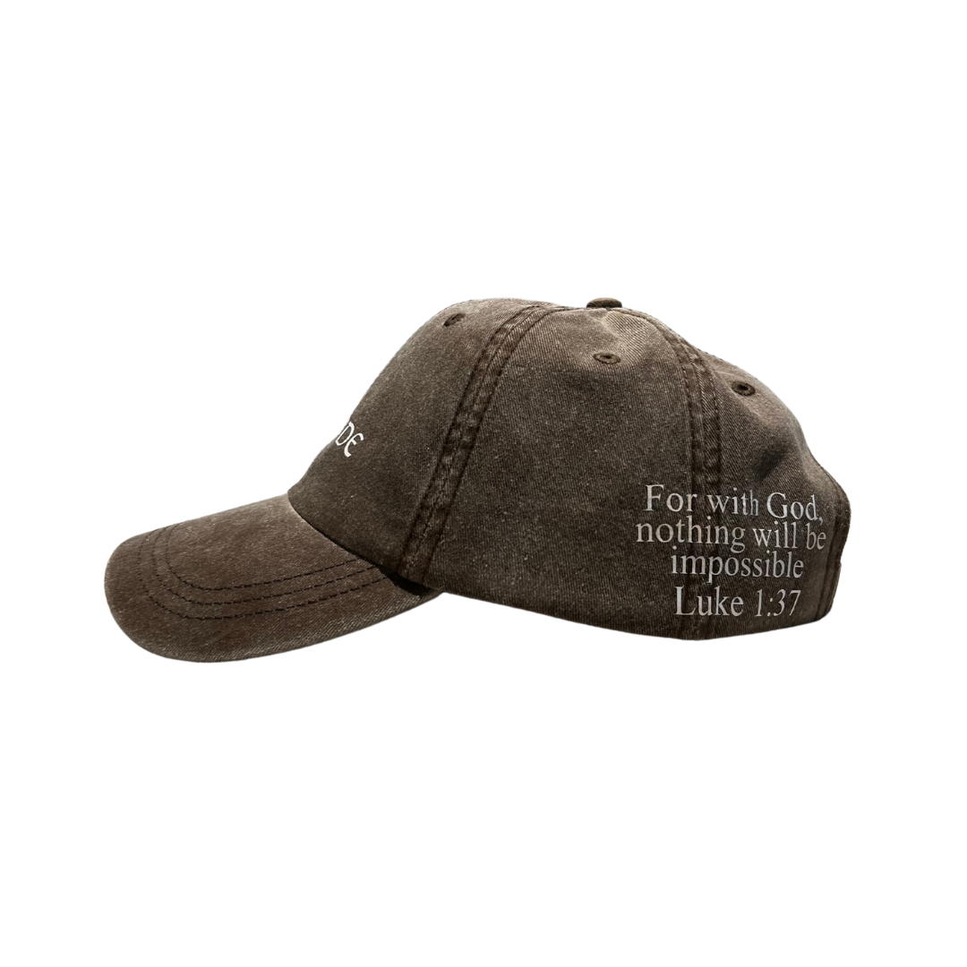 Luke 1:37 Brown Light-Wash Cap