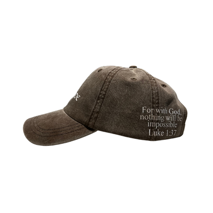 Luke 1:37 Brown Light-Wash Cap