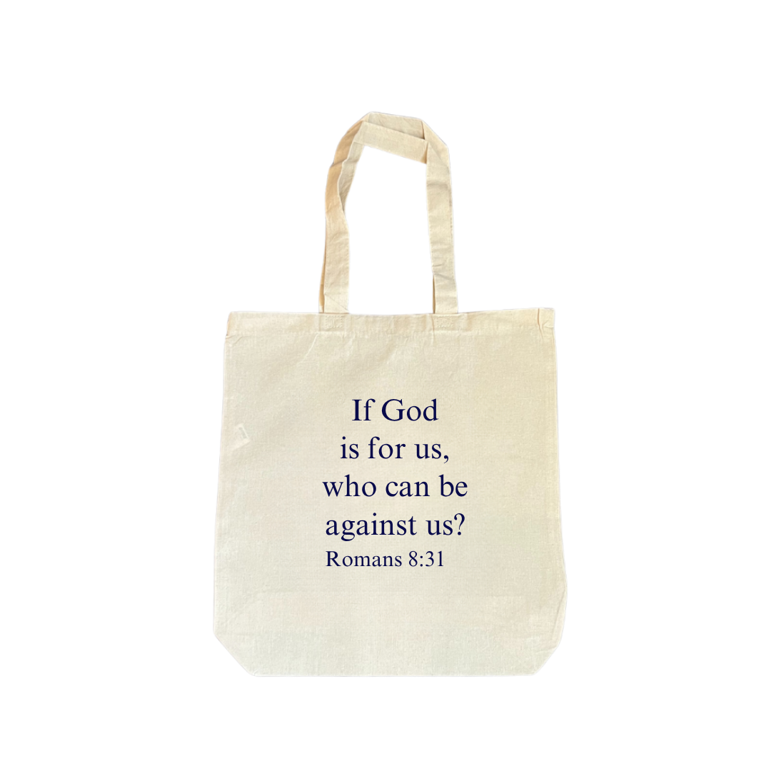 Romans 8:31 Sand Tote Bag