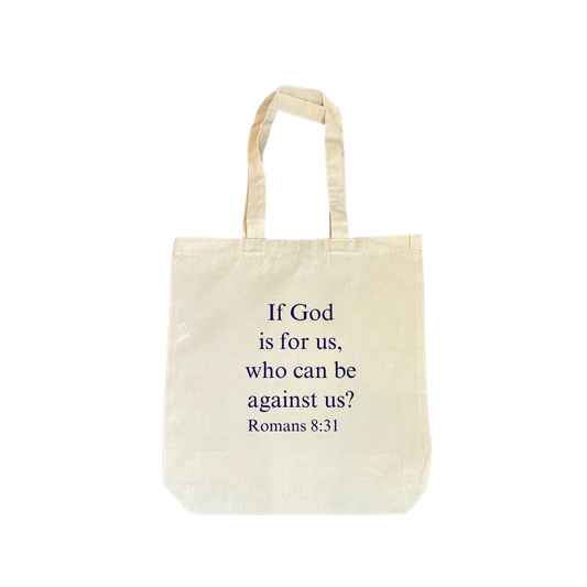 Romans 8:31 Sand Tote Bag